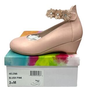 Rachel Shoes Helena Girls Wedge Pump Kids Size 3 Blush Pink